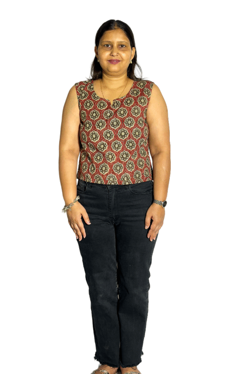 Ajrakh Sleeveless Cotton top